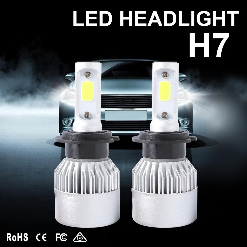 

2 PCS S2 H7 Led Headlight Low Beam Lights COB Chips High Power 16000LM 6000K Canbus For Volkswagen MK6 MK7 Touran 12V