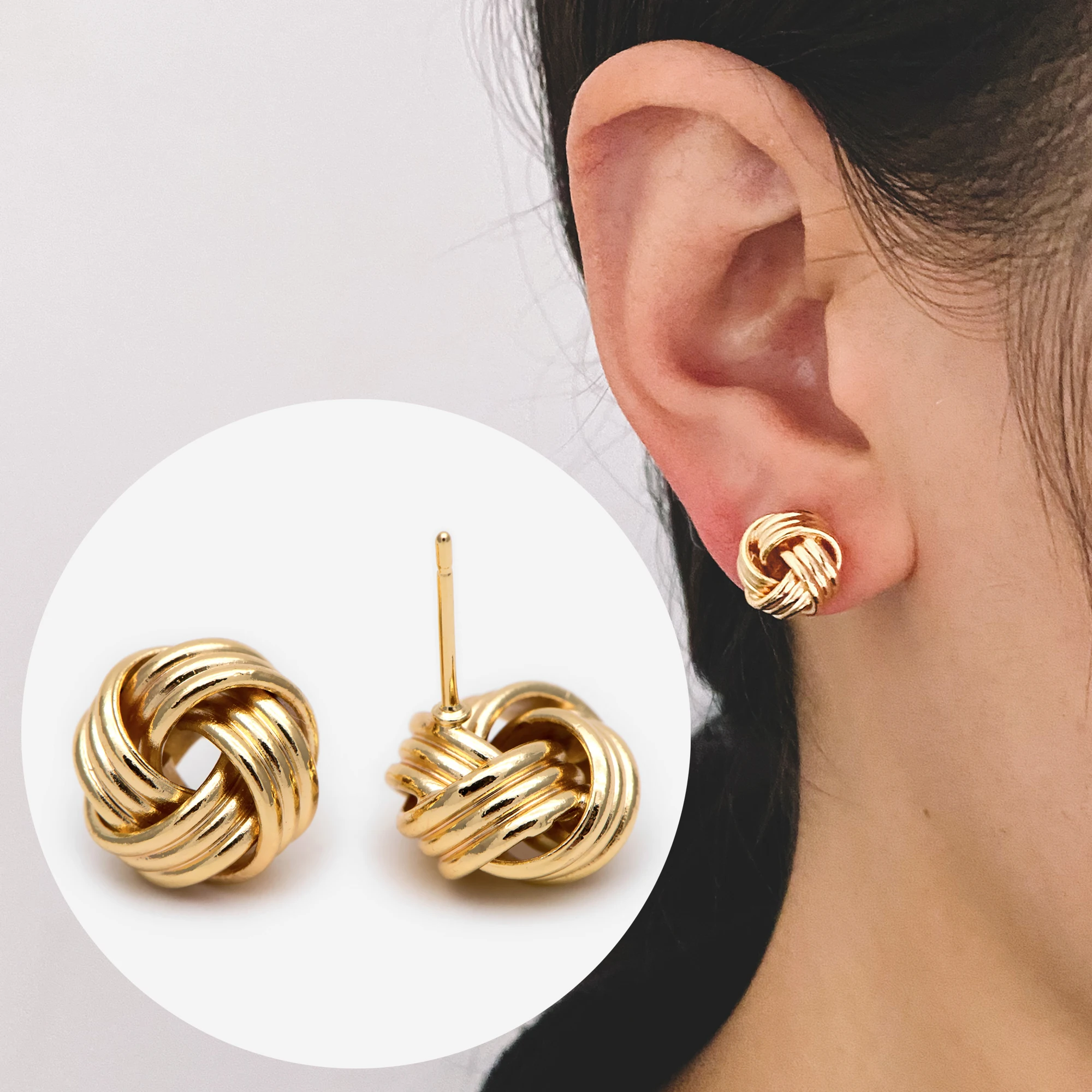

10pcs Knot Ear Studs, Celtic Knot Earrings, Minimalist Ear Stud (GB-1833)
