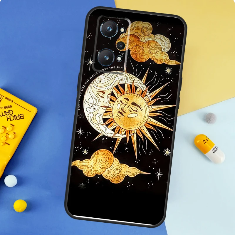 Чехол Funny Sun Moon Face для Realme GT 6 6T 5 7 Pro C67 C61 C55 C53 C51 C21Y C25S C75 10 11 12 13 14 Plus