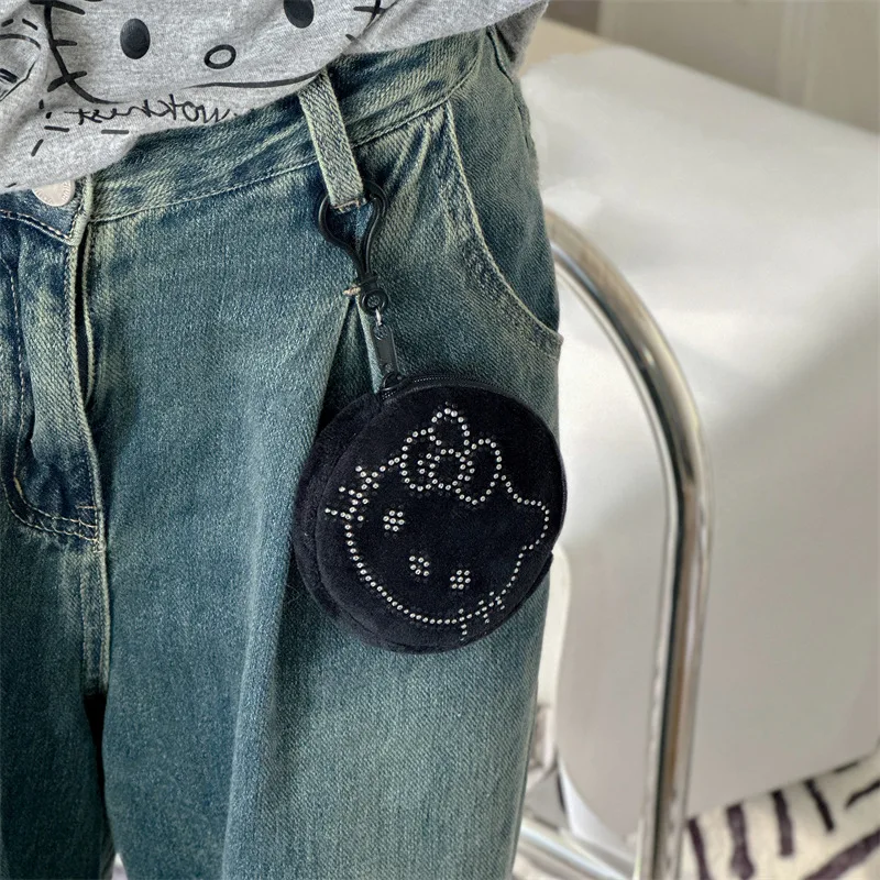 Sanrio милый мульти-головы черный Hello Kitty горячий бриллиант искусственный аниме