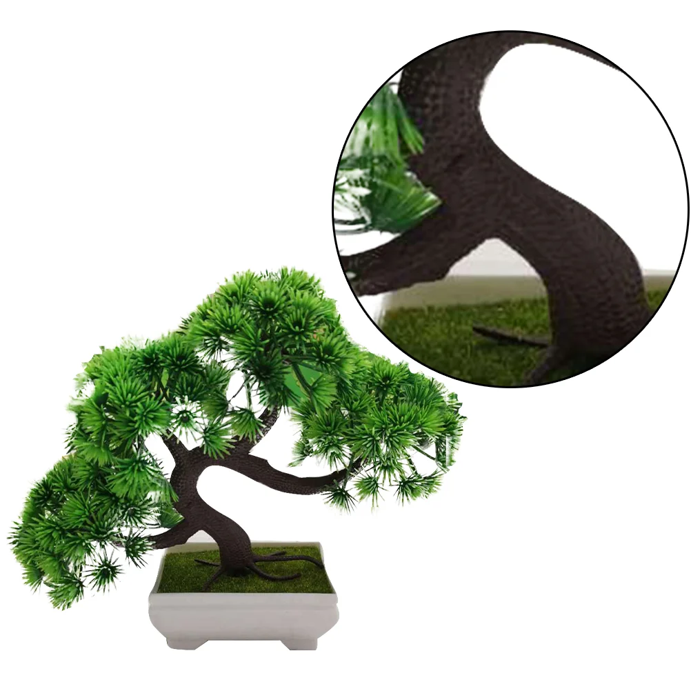 

Pine Bonsai Tree Potted Simulation Greeting Green Fake Guest Guests Artificial Welcoming Desktop Faux Mini Pot Greenery Ornament