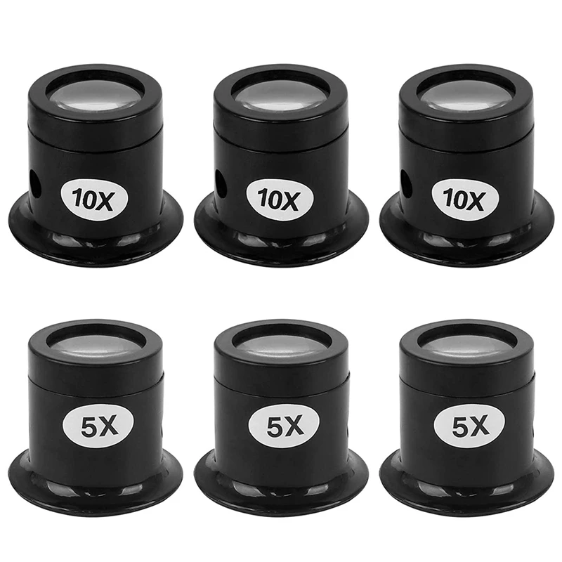 

6Pcs Eye Loupe Set 5X 10X Watch Repair Loupe Magnifier Watchmaker Magnifying Glass For Watch Jewellery Electronic Repair
