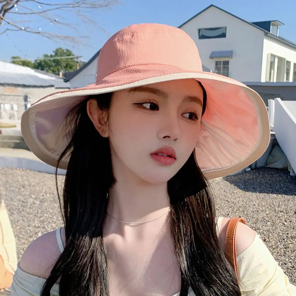 

Casual For Women Solid Color Travel Outdoor Large Brim Beach Fisherman Hat Bowknot Sun Hat Women Cap Bucket Hat