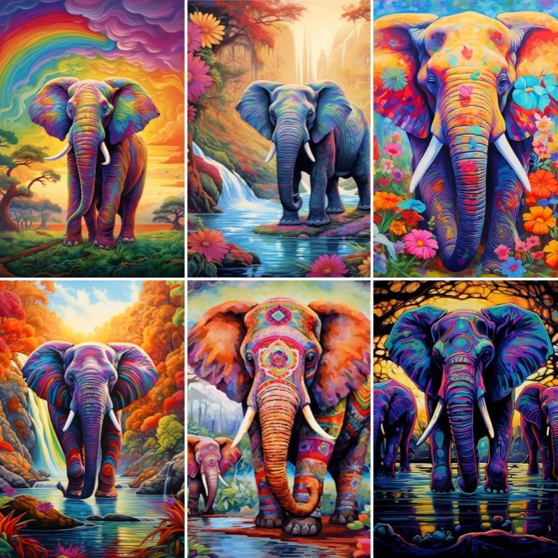 Алмазная вышивка сделай сам мозаика пересечение реки слона крестиком для