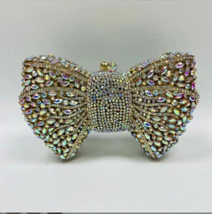 

Newest Bow Rhinestones Clutch Purse Top Diamond Women Evening Clutches Party Bags Green/Purple Wedding Bridal Gift Bag Handbags