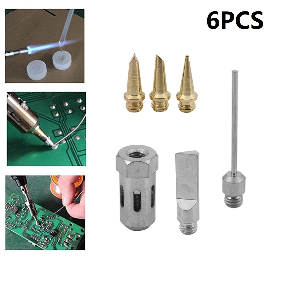 

6Pcs Welding Tips Kit Cordless 26ml Copper+iron Gas Soldering Iron Set For HS-1115K Welding Tools Accessories