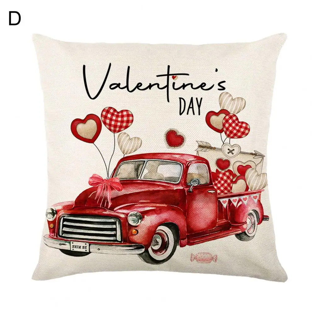 

Practical Breathable Washable Valentine's Day Letter Print Love Heart Throw Pillow Case Square Pillow Cushion Cover for Home