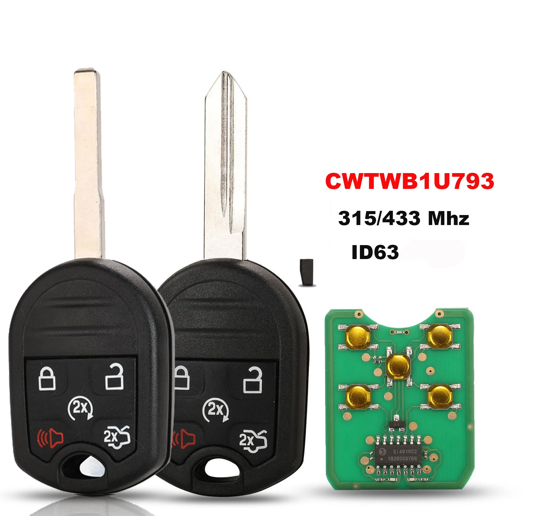 

5 Button Remote Key Fob For Ford Expedition Explorer Taurus Flex 315 MHz with ID63 Chip FCC: CWTWB1U793