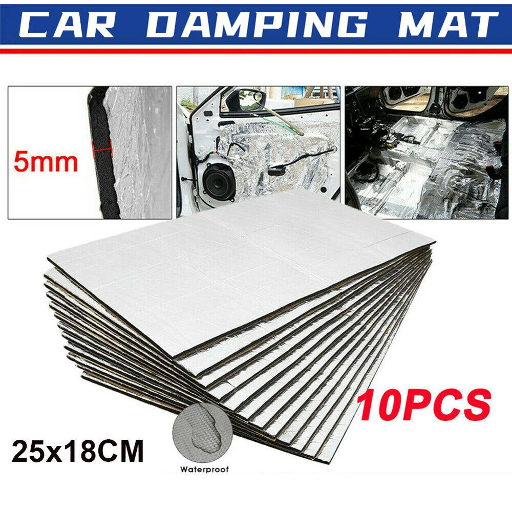 10pcs 5mm Sound Deadening Damping Mat Car Silent Compact Van Proofing Auto Quiet Soundproofing Pad High Quality Vibration Damper