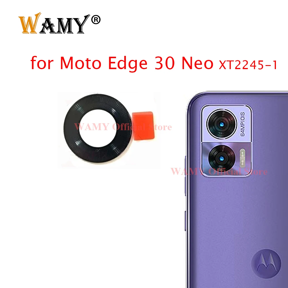 Стеклянный объектив задней верхней задней камеры WAMY для Motorola Edge 30 Neo XT2245-1 с наклейкой (art.: 3920cd213dbd9) - 3920cd213dbd9