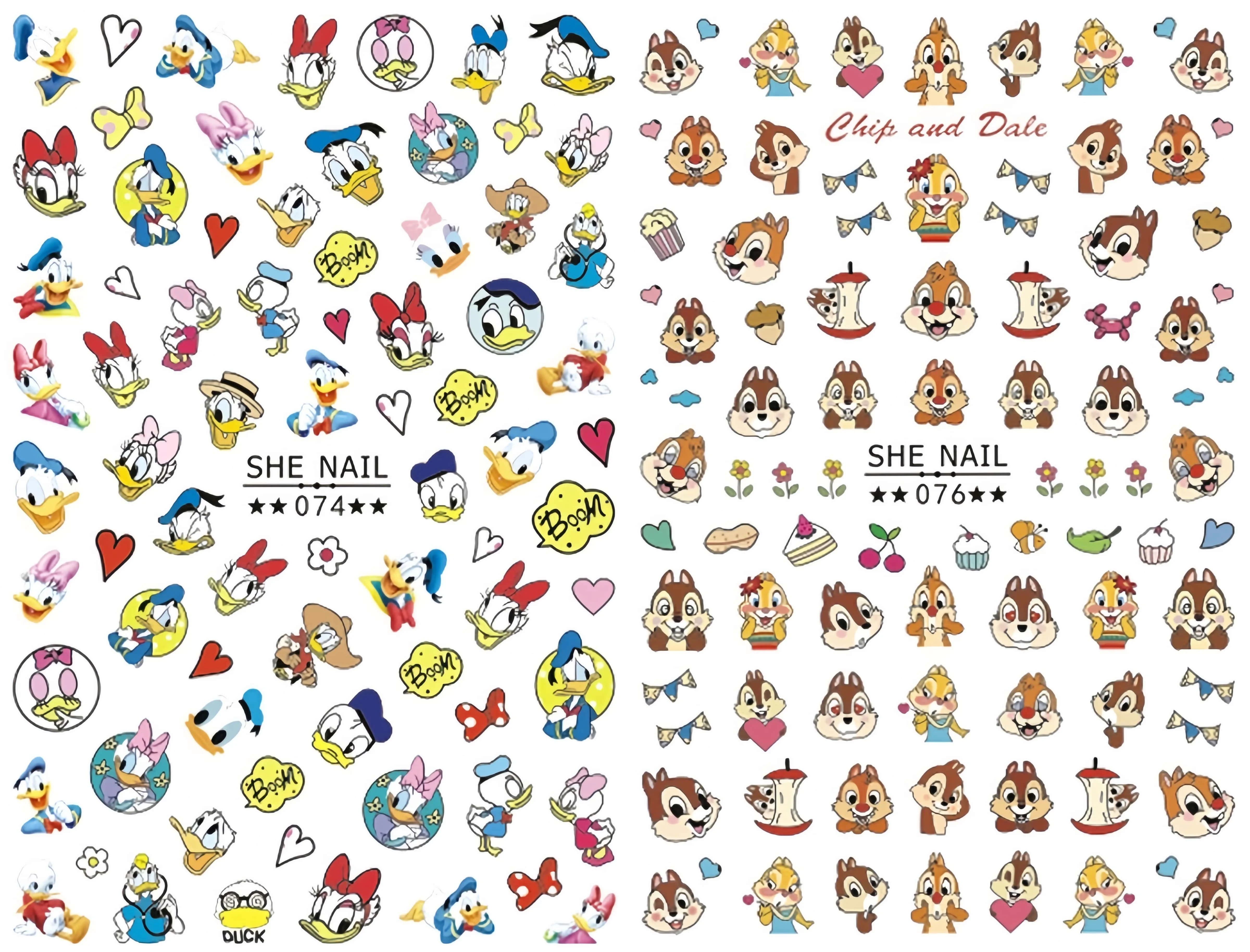 2 шт. наклейка для ногтей с рисунком Диснея аниме Микки и Минни принадлежности