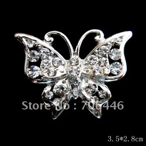 

1.4" Sparkly Silver Plated Clear Rhinestone Crystal Diamnte Butterfly Pin Brooch Prom Party Gift Pin