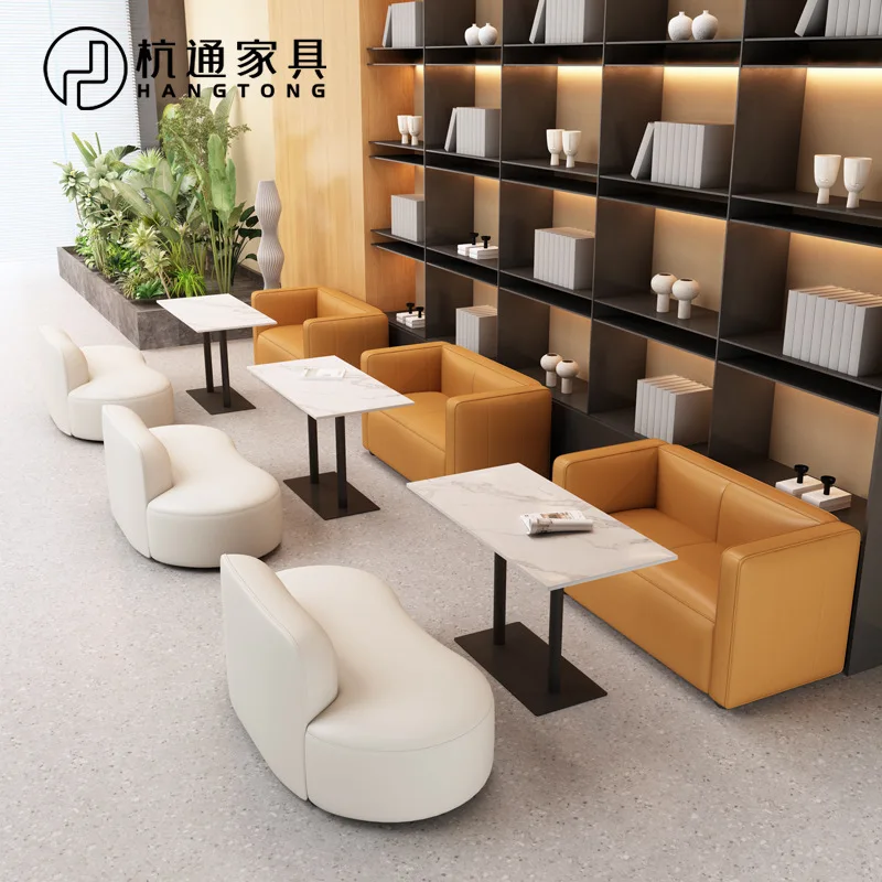 

C136 Café Library Leisure Table and Chair Combination Sales Office Leisure Club Negotiation Reception Sofa Dessert Milk Tea Sho