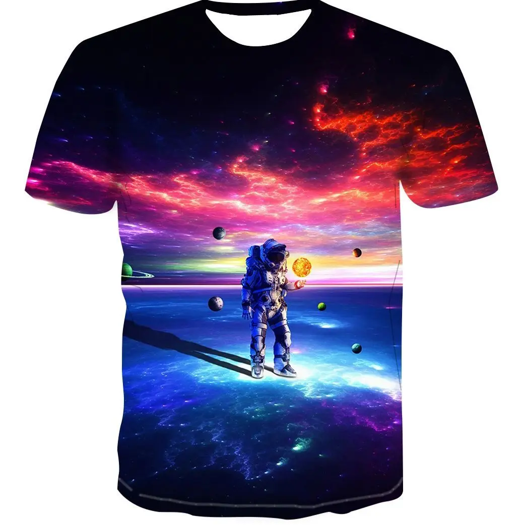 

Galaxy Pattern T-shirt Short Sleeve Crewneck T shirts Casual Children's Clothing Baby Boy Clothes Unisex Top Tees 2022 New
