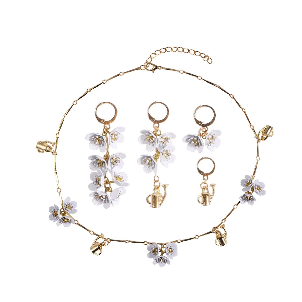 

Best Lady Charm Flower Chain Necklace for Women Vintage Summer Flower Fashion Choker Necklaces Earrings Stylish Jewelry Set