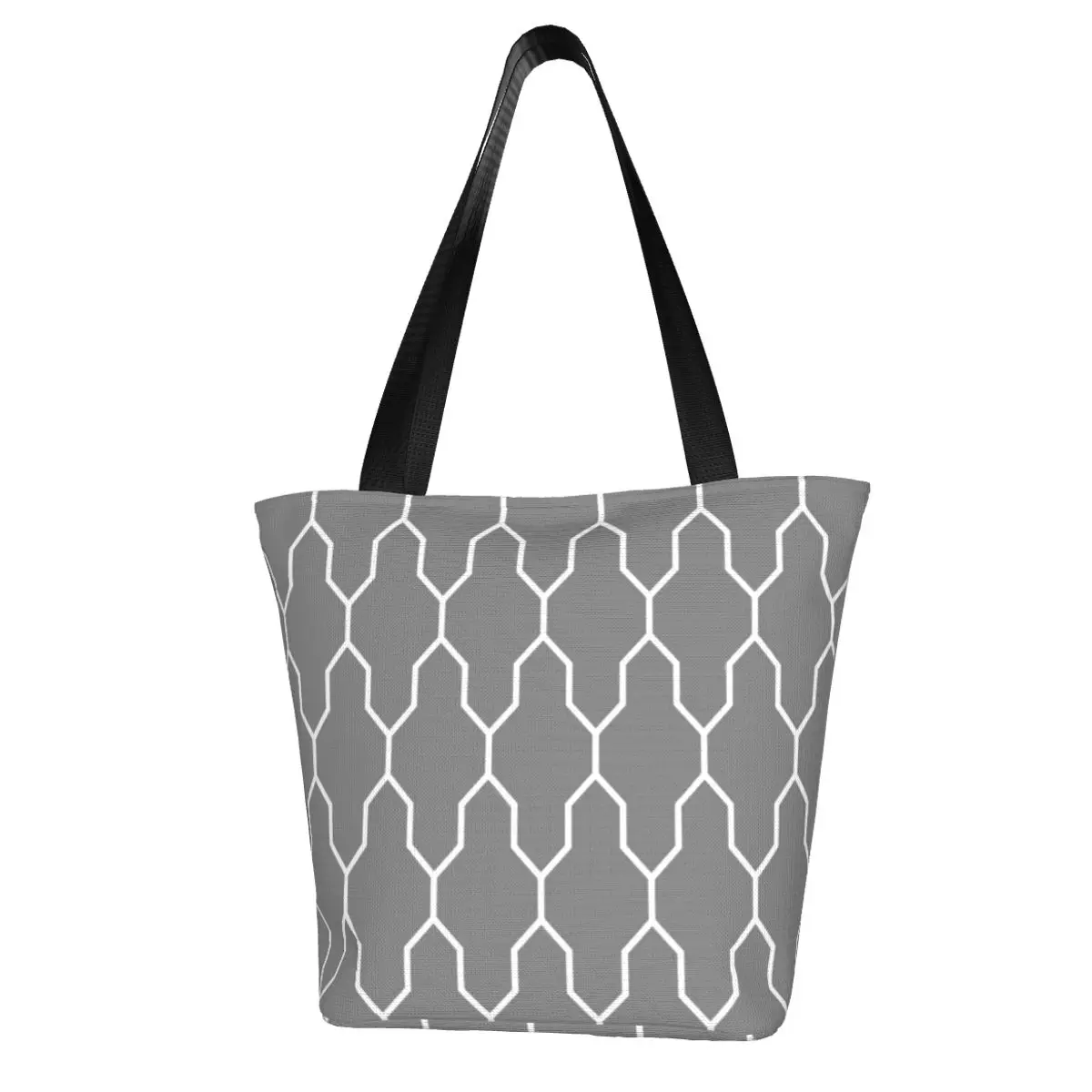 

Optikool Nordic Pattern Shopping Bag Symetria Geometric Retro Polyester Work Handbag Woman Fashion Bags