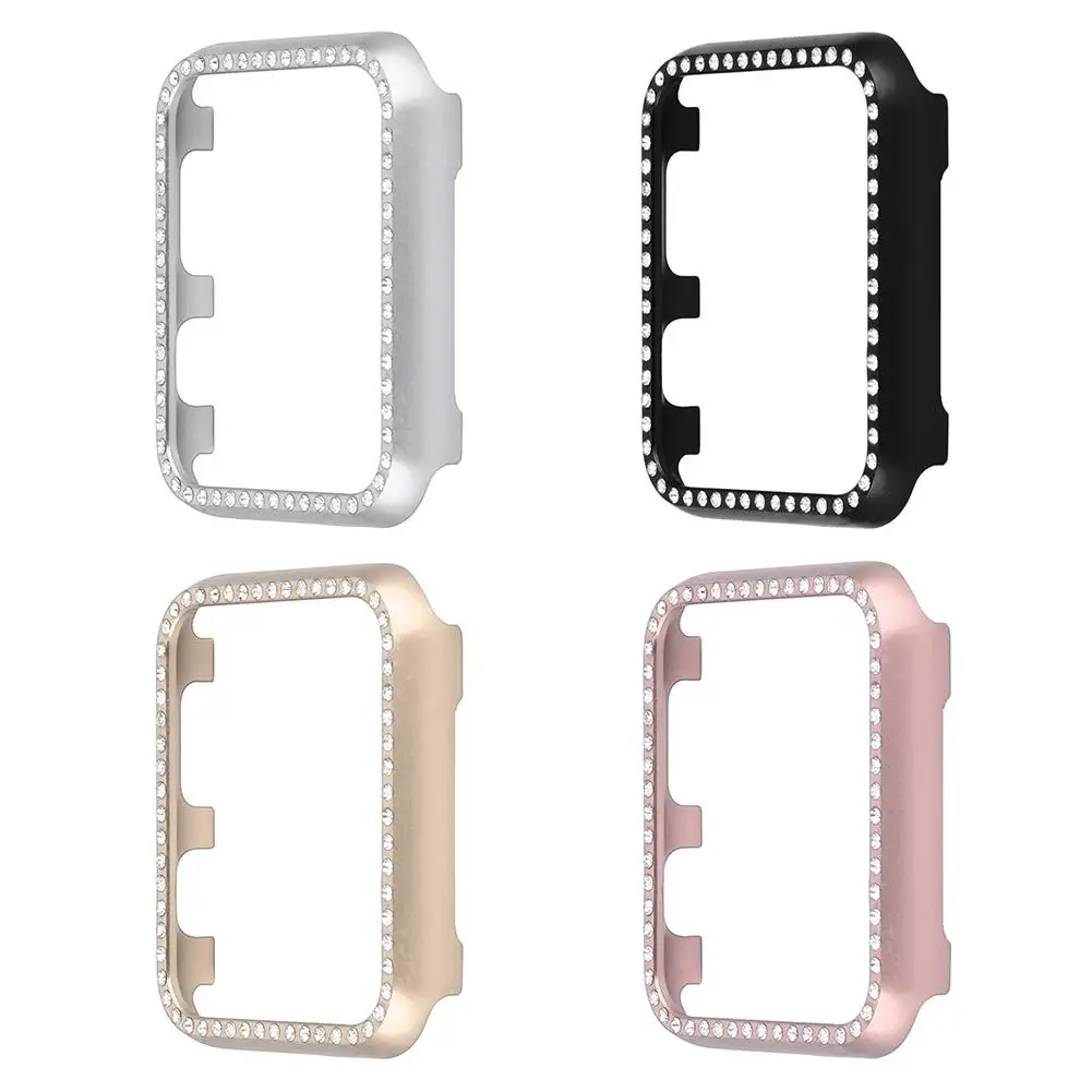 

Metal Aluminium Frame Diamond Watch Cover Shell with Bright Water Drill Scratch Prevention Dust for Apple Watch Series 4