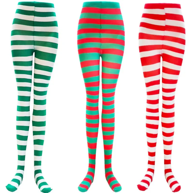 Hot Selling Women's Jumpsuit, Holiday Ball Dress Up Pants, Christmas Socks, Red and Black Striped Jumpsuit Tights Women