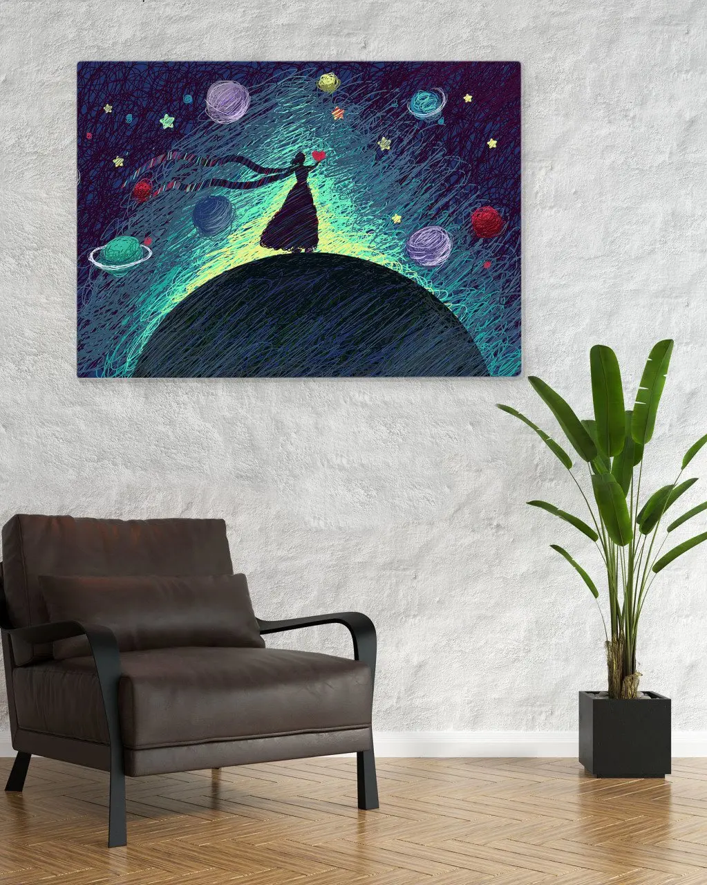 

BK Home Planets and Love Design Canvas Print 50x70cm