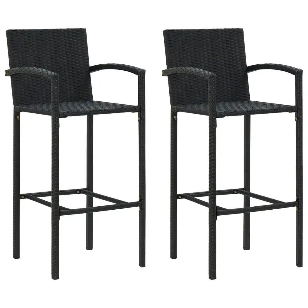 

Bar Stool Chair Counter Stools Set of 2 Kitchen Home Decor for Counter 2 pcs Black Poly Rattan