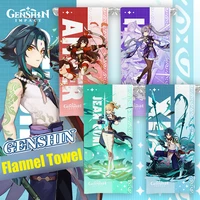 genshin impact bath towel zhongli xiao keqing anime absorbent towel without hair loss for home microfiber textile bathroom
