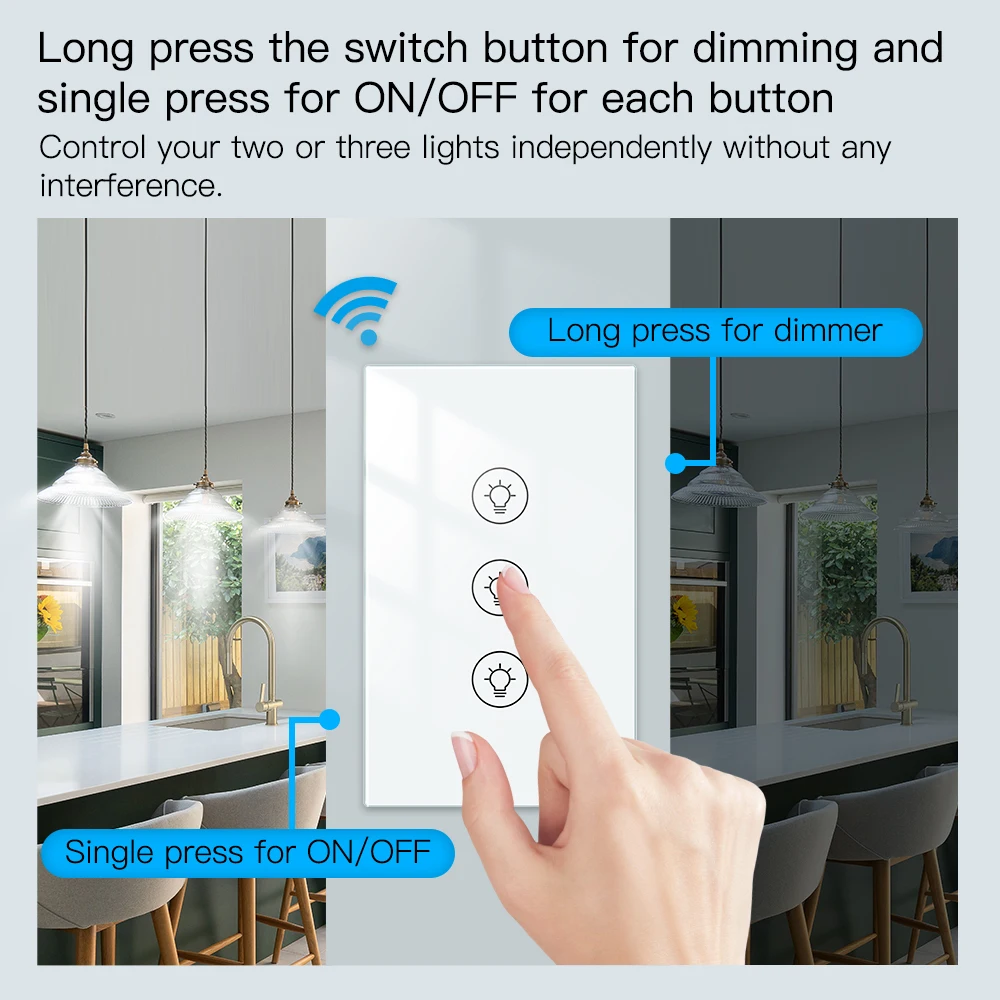 MOES ZigBee/WIFI Light Dimmer Switch Smart Multi-gang Brightness adjustment Controller Tuya APP Alexa Google Home Voice Control images - 4