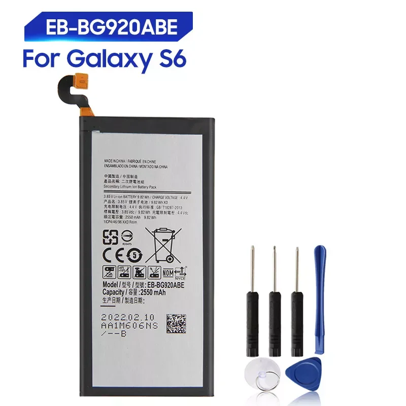 

NEW2023 Phone Battery For SAMSUNG Galaxy S6 G9200 G920F G920I G920 G920A G9208 G9209 G920V G920T G920P EB-BG920ABE EB-BG920ABA