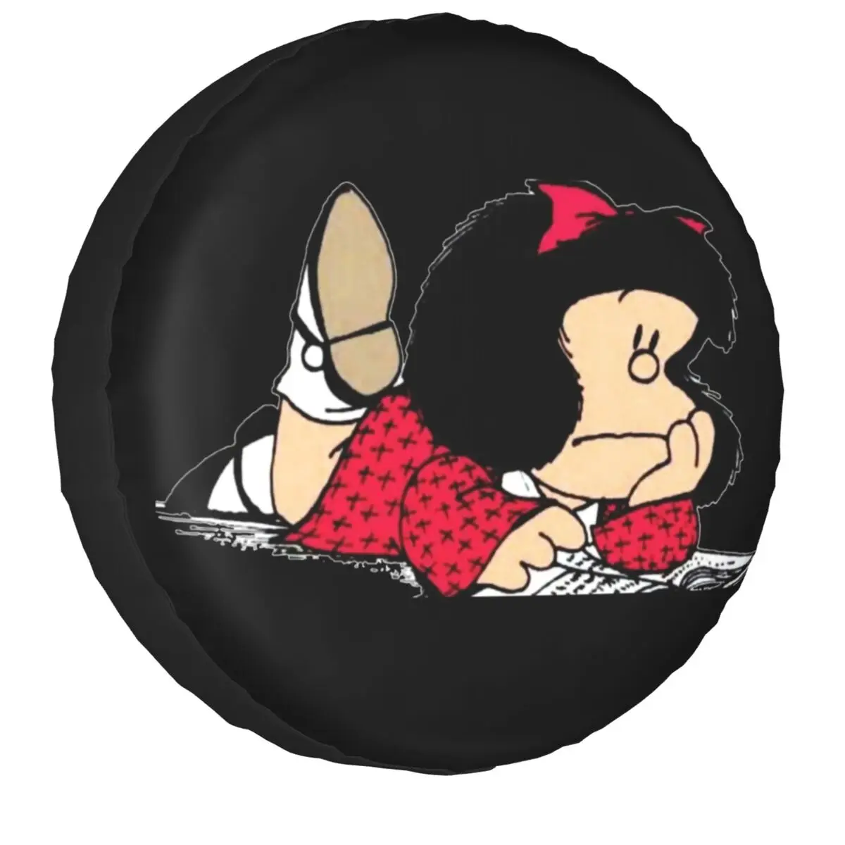 

Чехол для шин Mafalda, милая Защитная крышка для полноприводного прицепа, комиксного запасного колеса Quino с аргентинским мультяшным рисунком для Toyota Prado 14 "15" 16 "17"