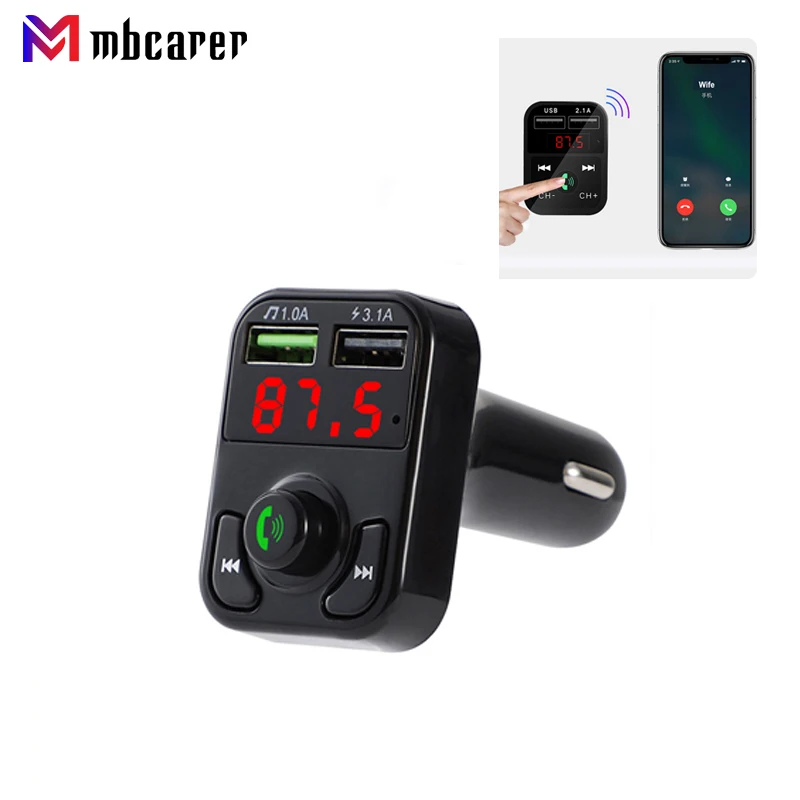 

LCD FM Transmitter Bluetooth-compatible Wireless Car Kit Handfree Dual USB Car Charger 2.1A MP3 Music TF Card U Disk AUX Player