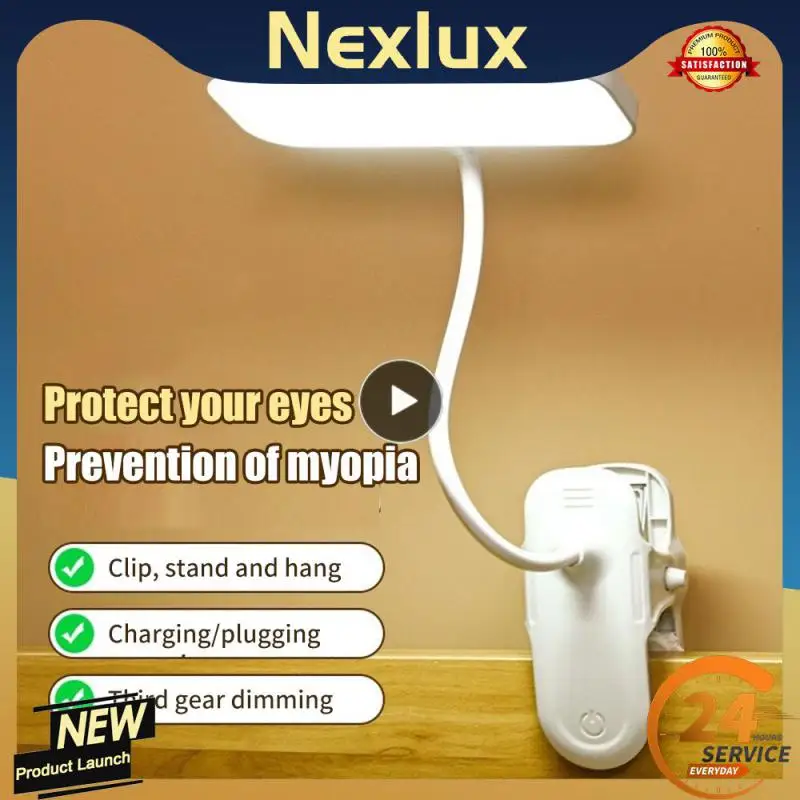 

Eye Protection Clip Led Light Rechargeable Night Reading Desk Lamp 3 Modes Dimming Flexible Gooseneck Desk Lamp Touch Button