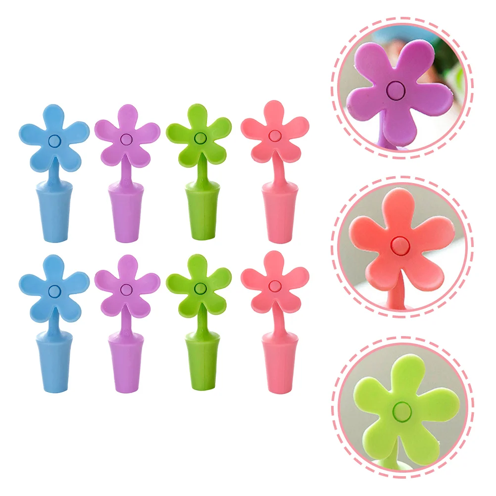 

8Pcs Flower Bottle Stoppers Silicone Cork Saver Sealer Gift for Lovers