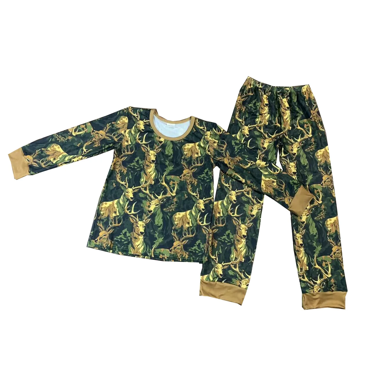 

New design boys pajamas set cow pattern pajamas milk silk fabric long sleeve trousers crew-neck pullover style