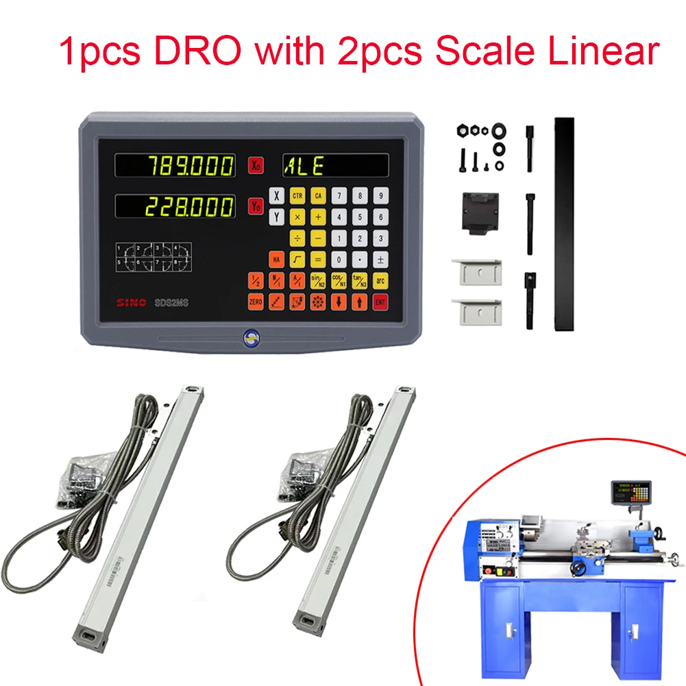 

SINO 2 Axis Complete Set Digital Readout Display DRO with 2pcs Grating Scale Linear Encoder Ruler For Milling Machine