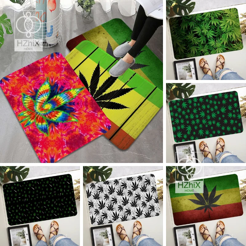 

Abstractionist Art Plant Printed Flannel Floor Mat Bathroom Decorative Rug Anti-Bacteria Bedroom Kitchen Welcome Doormat Carpet