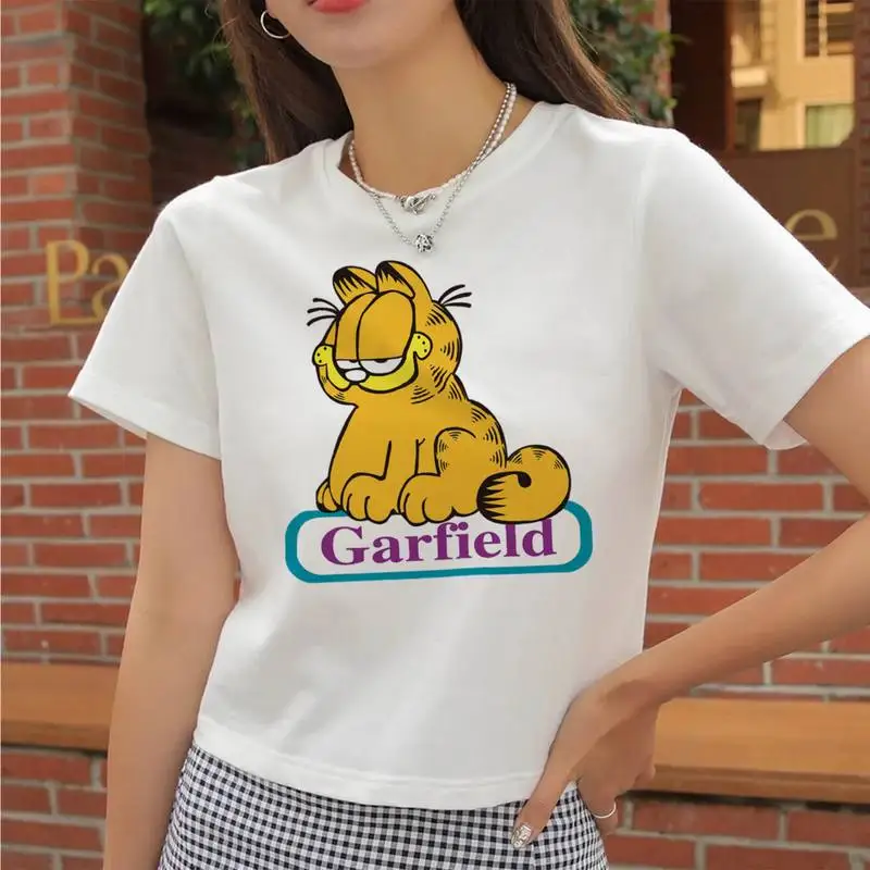 Забавная футболка Bandai Garfield с котом Прямая поставка летняя одежда повседневная