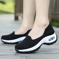2022 summer new large size hollow flying woven sports womens shoes with feet fashion casual thick bottom black socks shoes