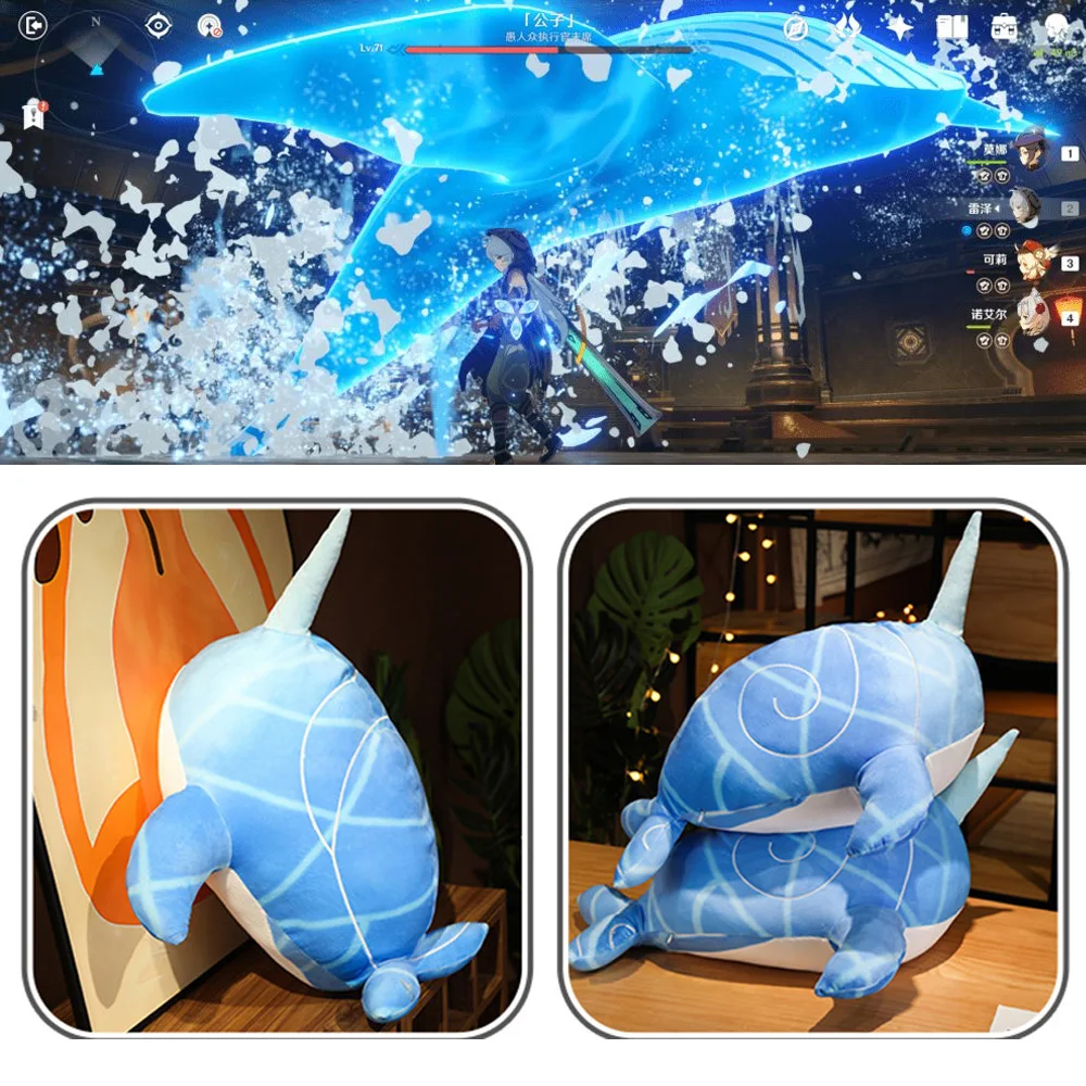 

Anime Genshin Impact Cosplay Tartaglia Soft Stuffed Toy Whale Throw Pillow Kawaii Plush Toys Kids' Gifts Collection