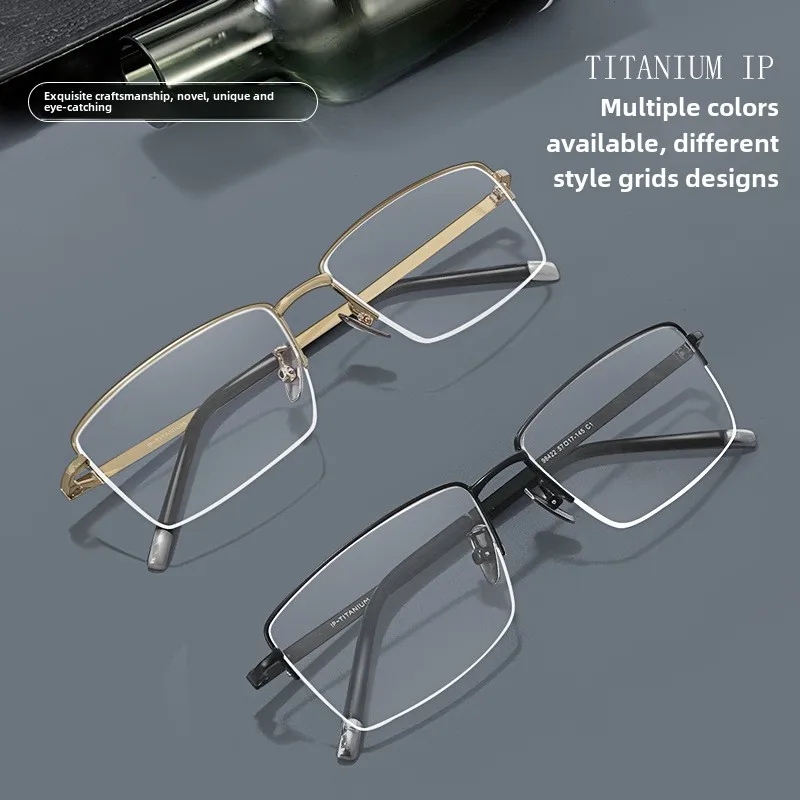 Оправа для очков из чистого титана бизнеса Сверхлегкие полупрозрачные очки без