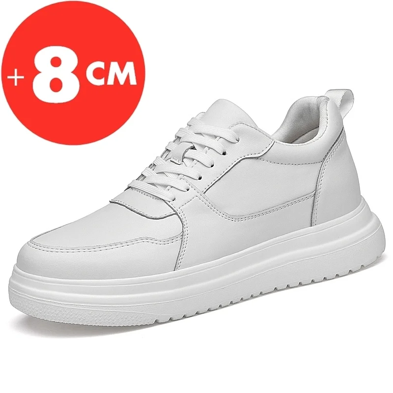 

Insole 7-8CM High Heels Shoes Genuine Leather Sport Shoes Men Sneakers Elevator Shoes Heightening Height Increase