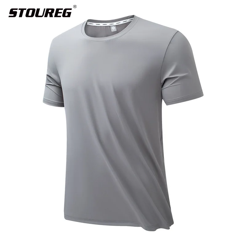 

Summer Men's Quick Dry Sports T-Shirts,Breathable Round Neck Short Sleeve Running T-shirt Solid Color Fitness Top Gym Shirt