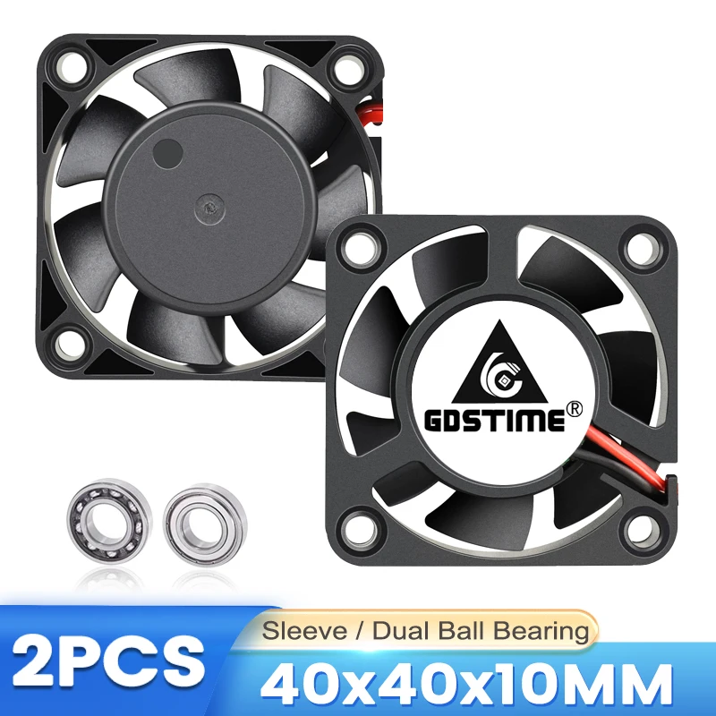 2PCS Gdstime 4cm 4mm DC 5V 12V 24V 4010 Dual Ball Brushless Cooling Fan 40x10mm Computer PC Case Axial for 3D Printer Cooler - купить по