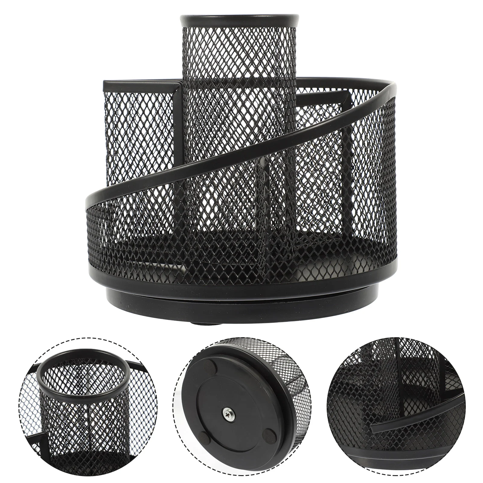 

Holder Pen Organizer Storage Desktop Boxbrush Metal Desk Tabletop Rotating Makeup Pot Cup Office Flowerstationery