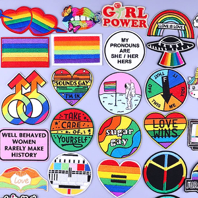 Радужные нашивки ЛГБТ Love Pride для одежды термоклейкие на одежду с текстовыми