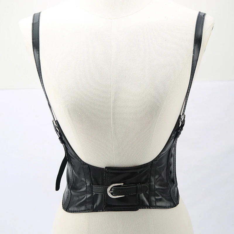 

PU Leather Harness Belt Strap Fashion Cage Vest Chest Sculpting Body Strap Waist Belt Ultra-Wide Sling Style Belts Cummerbund