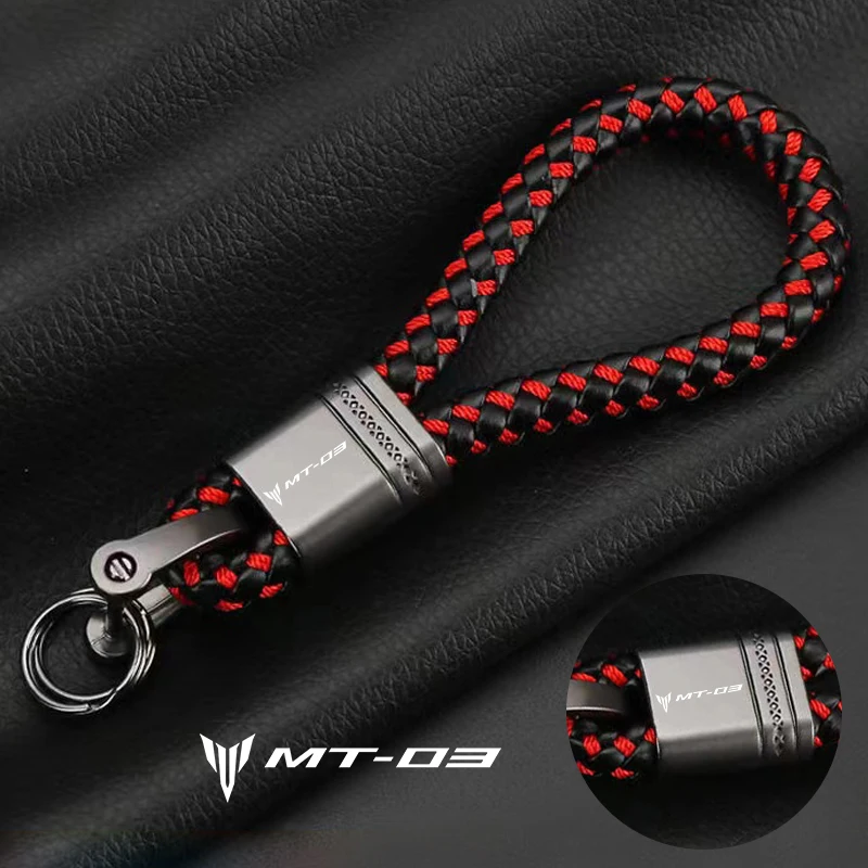 

For YAMAHA MT03 MT-03 MT 03 2014-2021 2022 Accessories Custom LOGO Motorcycle Braided Rope Keyring Metal Keychain