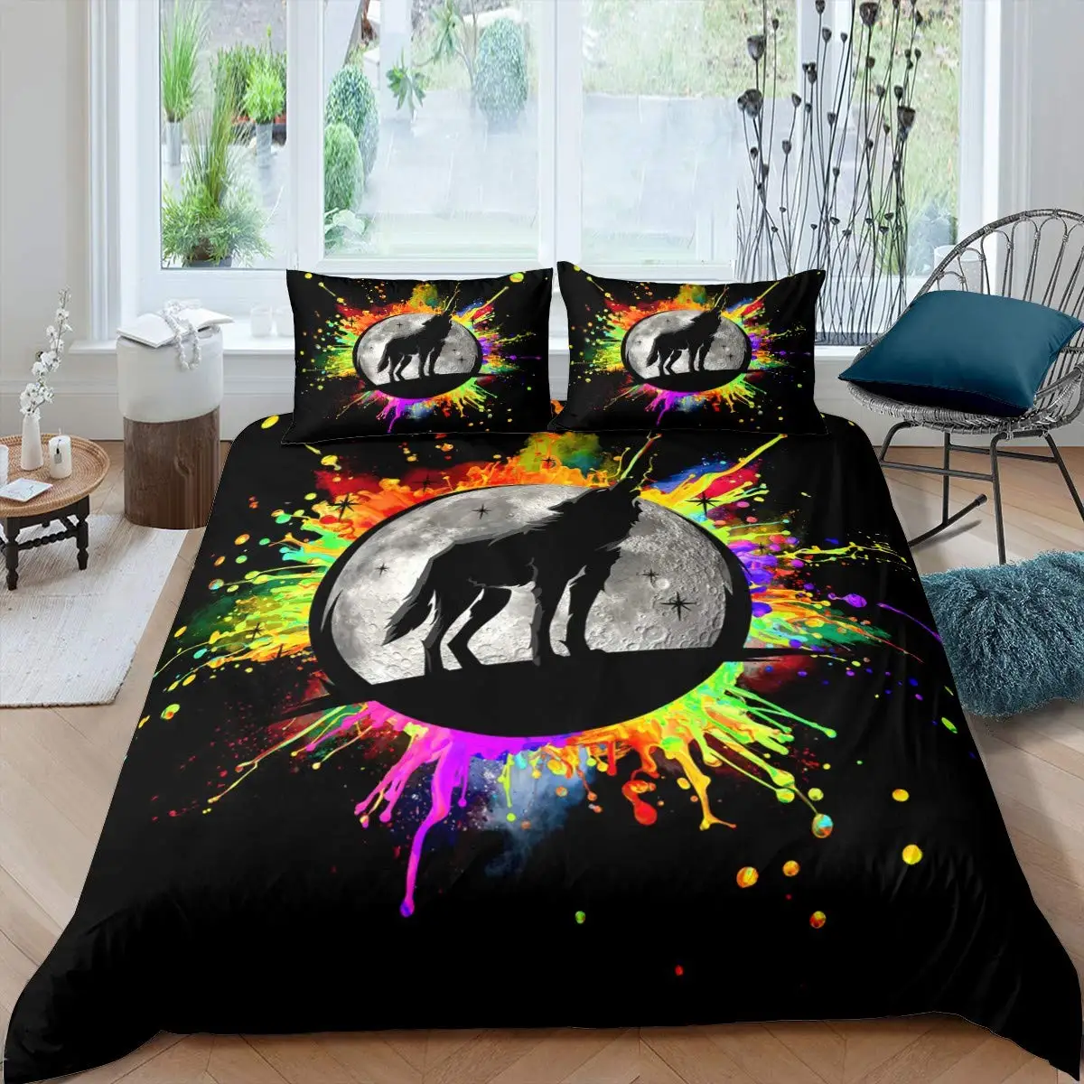 

Wolf Duvet Cover Set King Queen Size Boho Wolf Twin Bedding Comforter Cover 2/3pcs Polyester Quilt Cover Set Wildlife Animal