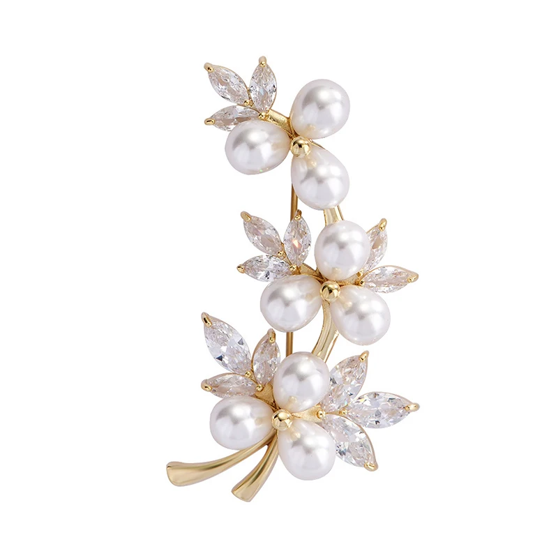 Luxury Flower Pearl Women's Brooch Cubic Zircon Plant Female Brooches Pins Vintage Wedding Party Accessories Bridesmaid Gift |