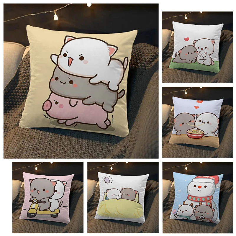 

Dakimakura Mochi Peach Cat Soft Cushion Cartoon Pattern Cover 45x45 for Bed Sofa Car Home Decor Decorative Pillowcase Anime Goma