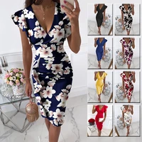 summer butterfly sleeve ruffle floral printed dresses for women 2021 elegantes trendy female clothing v neck casual midi dress