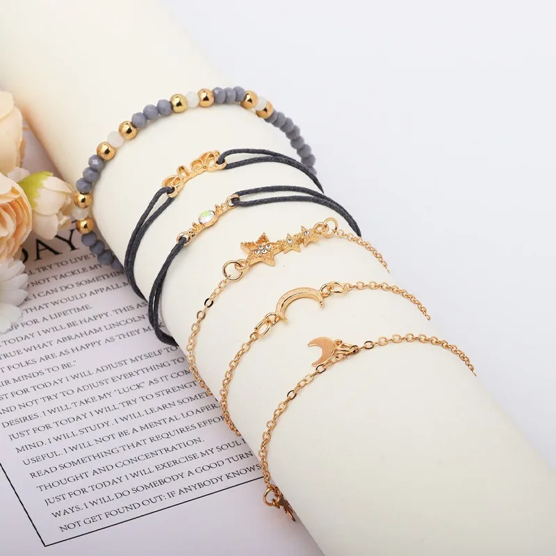 Серый браслет на руку из бисера набор шести предметов Pandora оригинальная